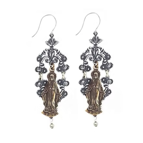 NWT Tara Gasparian Mary Silver and Bronz Chandelier Earrings - Picture 1 of 5